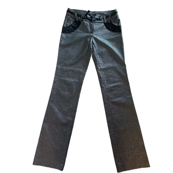 Y2K Metallic Silver Shimmer Pants – Low Rise Statement Trouser - Picture 8 of 15